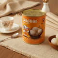 Tin Rosogolla soft, spongy Bengali rosogolla in light sugar syrup, packed in a sealed tin